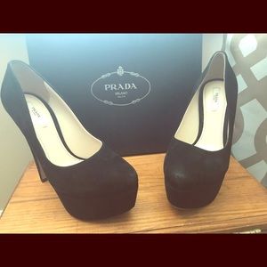 Prada platform suede heels